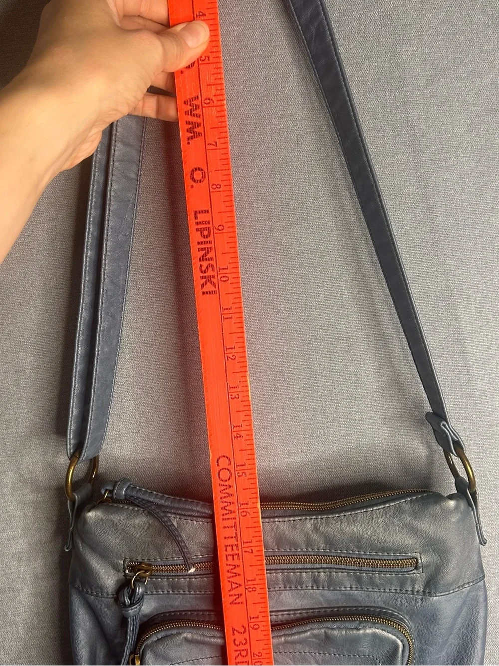 Stone Mountain Shoulder Bag Crossbody Purse Dusty Blue Leather Women's